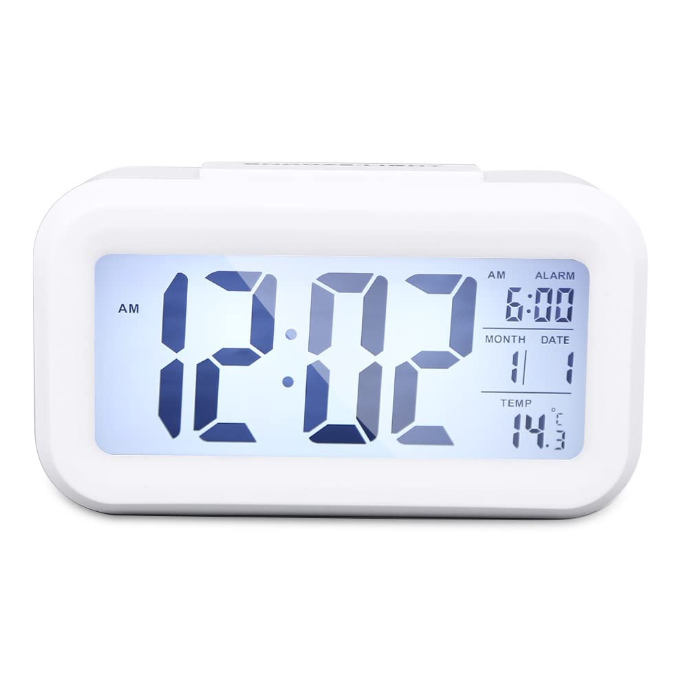 HRWLY Digital LCD Display Alarm Clock with Backlight Square Home Decor Electronic Snooze(3-pack)