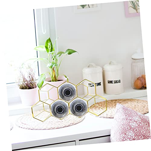 Soporte para botellas de vino de 7 huecos en hierro dorado miniatura 7