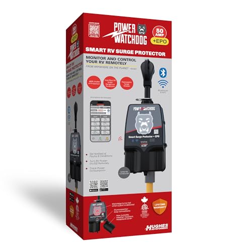 Image of Power Watchdog PWD50EPOW Smart RV Surge Protector, 50A, WiFi, IP65 | Patented WiFi & Bluetooth connectivity monitors voltage, amperage & wattage.
