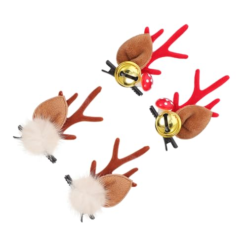 PENIKOKO 2 ペアクリスマス麋鹿角クリップ ファー付き動物コスプレ用ヘアピン 鹿の角バレッタ ハロウィン パーティー用
