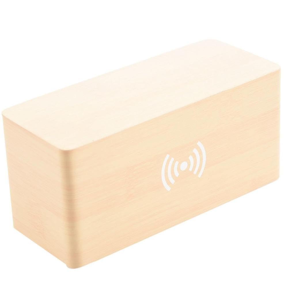 Horloge numérique LED en bois design épuré pour décorer le salon et recharger le téléphone