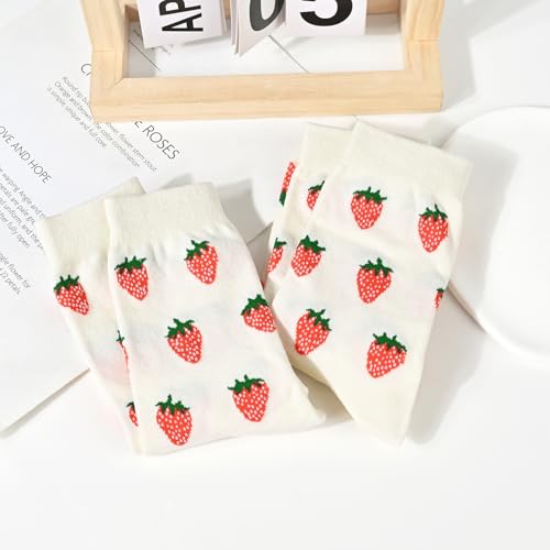 Image of Women's Cute Crew Socks, Casual Athletic Cotton Bowknot Cherry Calf Novelty Socks for Women