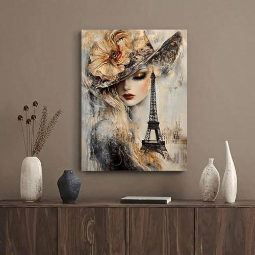 Impression sur toile abstraite Tour Eiffel et mode vintage - 3