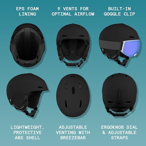 Image of Retrospec Zephyr Ski Helmet - Snowboard Helmet for Adults & Youth with Adjustable Fit, 9 Breathable Vents, Removable Washable Earmuffs - Snow Sports Helmet for Men & Women