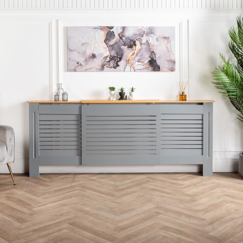 Home Treats Adjustable Radiator Cover | Extendable Heater Cover | Grey Radiator Cover | Radiator Shelf | Living Room Furniture (Adjustable Grey)