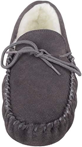 Snugrugs Men's Suede Sheepskin Moccasin Slippers With Soft Sole (11, Grey) | Image 1