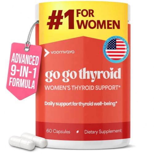 VoomVaya Go Go Thyroid - Thyroid Support for Women 30+ - Female-Focused Hormonal Balance & Thyroid Supplement with Iodine Selenium & L Tyrosine - 3rd Party Tested - 60 Capsules