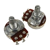 Fits most imported or Asia made electric guitars and basses Coarse 18-spline split shaft diameter: 6mm(15/64 inch), threaded bushing diameter and height: M8 and 9.5mm(3/8 inch) Made of metal alloy Audio taper, resistance: 500K, tolerance: 20%, usuall...