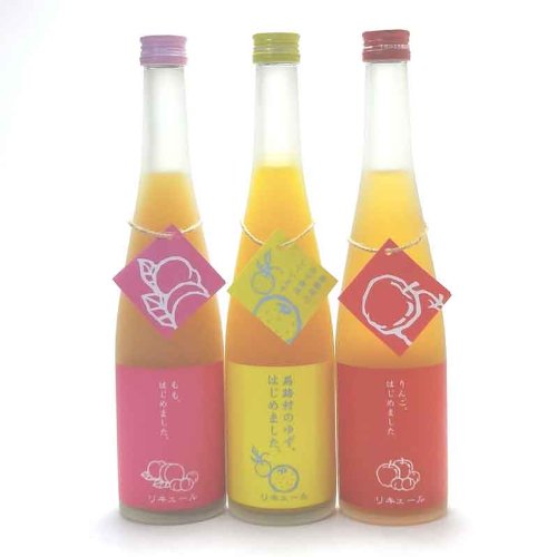篠崎果物梅酒3本セット もも梅酒1本 りんご梅酒1本 ゆず梅酒1本 (福岡県)500ml×3本