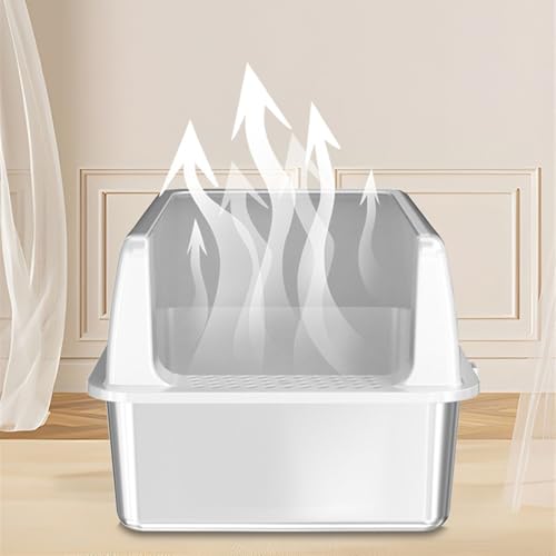 Caja de arena para gatos de acero inoxidable con lados altos miniatura 3