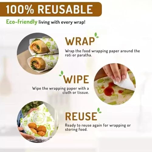 Image of Food Wrapping Paper Roll for Kitchen - 30 Mtr /300 Gram Non-Stick Butter Paper & Parchment Paper for Baking, Air Fryer & Roti Wrap | Eco-Friendly & Food Grade Foil Paper Alternative
