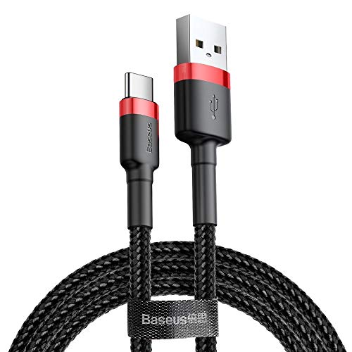 Baseus mstr Cavo dati/cavo di ricarica USB-C in nylon intrecciato nero/rosso (3 m)