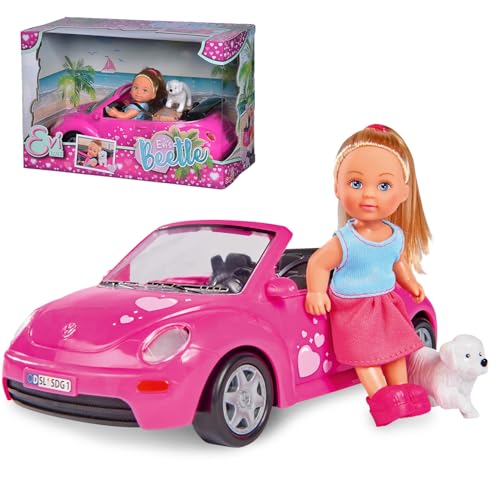 Image of Evi Love Evi's Beetle| Realistic Evi Doll with Her Beetle Car| Evi with Her Pet| Vibrant Pink Car with Hiking Backpack| Ideal Playset for Girls of 3+