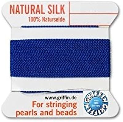Griffin natural silk thread for stringing pearls and beads Size #0 Dark Blue
