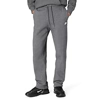 Nike Men's Club Open Hem Brushed Fleece Pants, Charcoal Heathr/Iron Grey/White, Medium