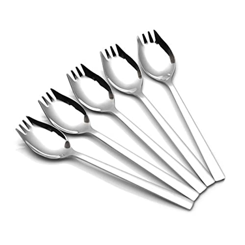 UTHCLO Stainless Steel Salad Spoons 6 Pcs Salad Serving Spoons Black Silverware for Everyday Use