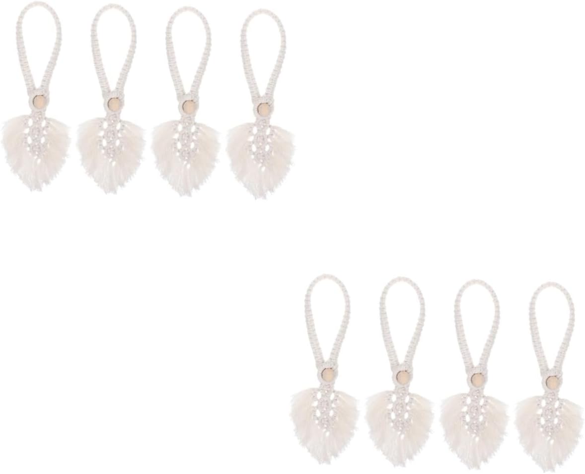 8pcs Rope Curtain Tiebacks for Drapes Decorative Holdbacks Delicate Tassels for Bedroom and Living Room Farmhouse Style Curtain Holders