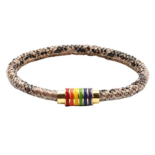 Image of Leather Braided LGBT Rainbow Bangle Bracelet - Gay & Lesbian Pride
