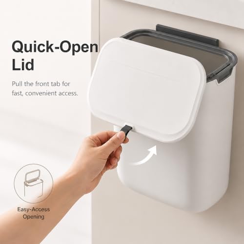 Caneca de basura rectangular compacta 7L blanca miniatura 5