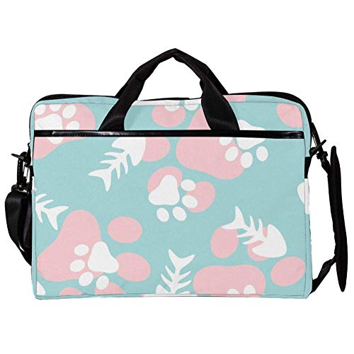 Sacoche bandoulière ordinateur 14 15.4 pouces housse rose motif griffes de chat