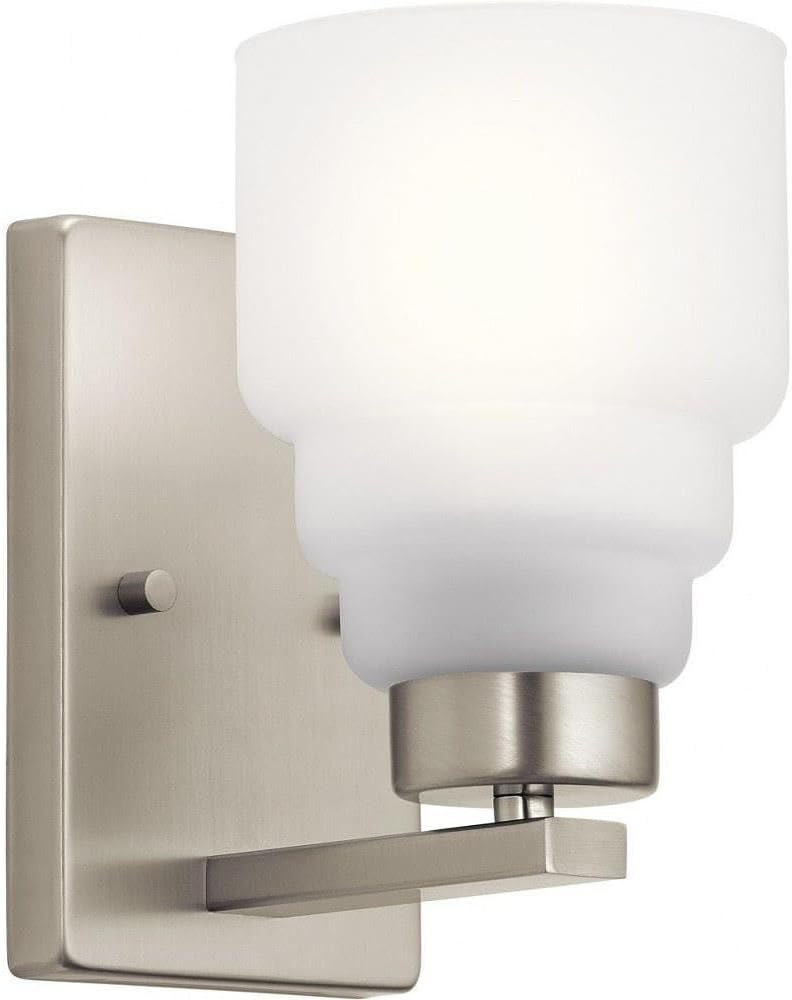 Kichler Vionnet 8.5" 1 Light Wall Sconce with Satin Etched Glass in Brushed Nickel 1-Light Brushed Nickel