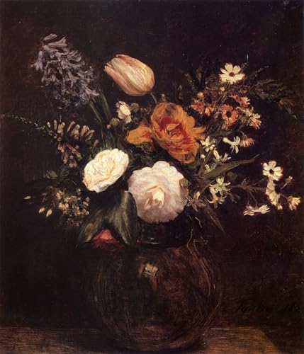 Cuadro de flores de Henri Fantin-Latour, pintura mural elegante para salón de 60x90cm