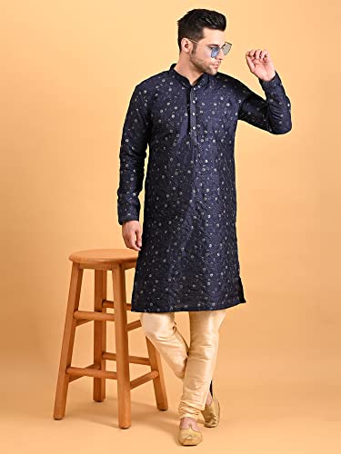 Image of Uri and MacKenzie Embroidery Silk Men's Kurta Pyjama Set