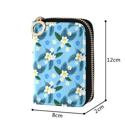 Women's Summer Flowers Floral Credit Card Holder Wallet Leather Zipper Card Case for Ladies Girls 203011562