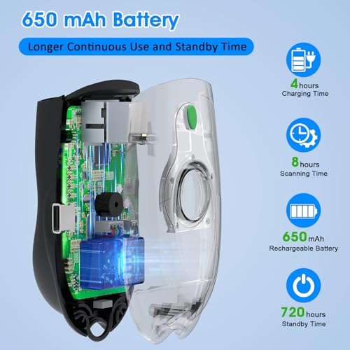 Symcode Bluetooth Barcode Scanner Mini 1D Small Portable Bar Code Scanner 3-in-1 Bluetooth & 2.4G Wireless & USB Wired Barcode Scanner with Android,iOS,Computers,Windows