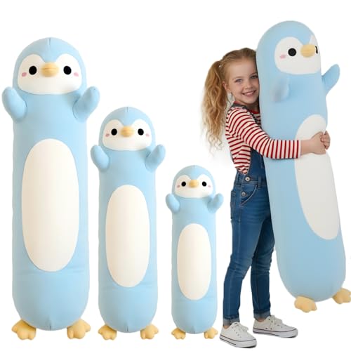 Kekeso Peluche Pingouin, Long Oreiller Pingouin Ultra Doux, Peluche Câline en Forme de Coussin Corporel, Cadeau de Noël pour Enfants & Adultes (Bleu Clair,...
