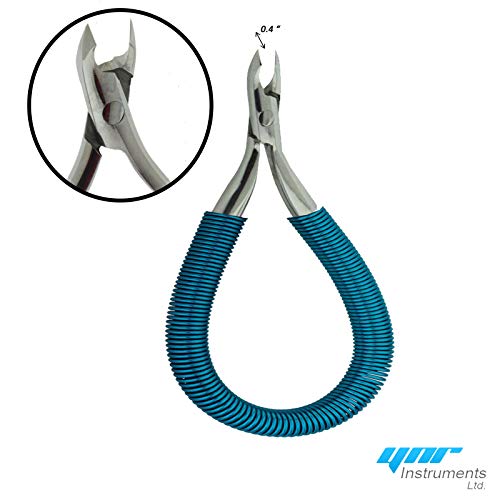YNR Grip and Snip Spiral Spring Cuticle Nipper Grade SS Cuticle Nail Nipper. Scissors Style Trimmer Design. Nail Art Clipper with Polished Steel Finish (Blue)