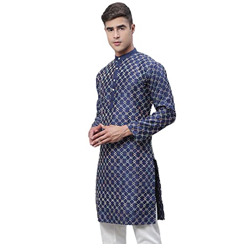 Image of SOJANYA Men's Silk Blend Solid Regular Kurta
