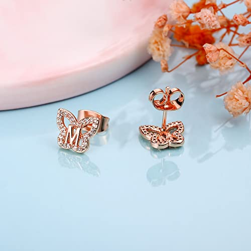 Anoup Butterfly Earrings For Girls Earrings, Cute Earrings For Teen Girls Toddler Earrings Kids Earrings Hypoallergenic Earrings For Girls Rose Gold Earrings Jewelry For Girls Initial K Earrings #TOP5