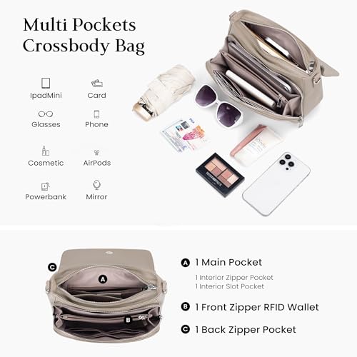 Image of befen Genuine Leather Crossbody Bags for Women with Built in RFID Wallet Medium Womens Saddle Bag Cross Body Purse