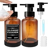 Maxumille 2 STK Seifenspender Schaum Glas Braun, 400ml Schaumseifenspender mit Ersatzpumpenkopf...