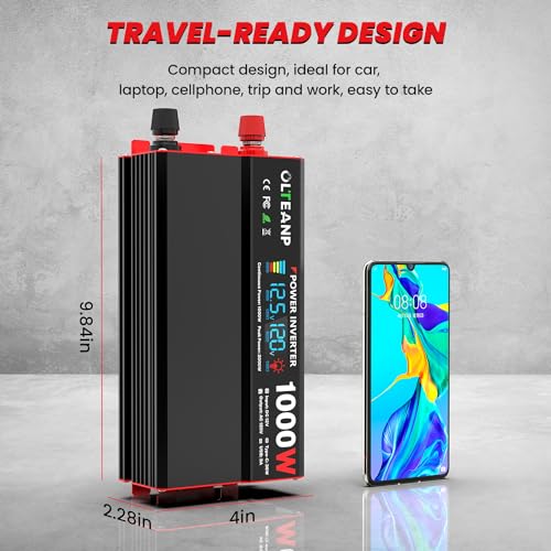 Olteanp 1000 Watt Power Inverter 12V Dc To 110V/120V Ac Car Inverter With Lcd Screen Display thumb #6