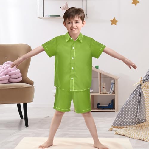 Image of 3T Toddler Boy Shorts Set Black Hawaiian Button Down Shirts Summer Outfits for Little Boy