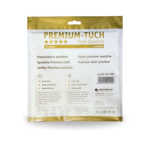 HOTREGA Premium-Tuch Sensitive 40x40 cm | Antistatisches, extra feines & saugstarkes Microfasertuch | Streifenfreies Reinigungstuch & Poliertuch
