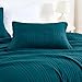 Chezmoi Collection Kingston Queen Size Bedspread Set, 3-Piece Teal Oversized Quilted Microfiber Lightweight Bedspread Coverlet (100