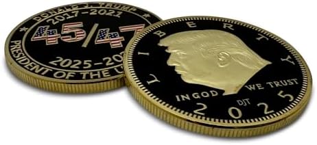 President Donald Trump 45 47 2025 24kt Gold Challenge Coin, Trump Coin Collectors Souvenir, 45 & 47 with Red White & Blue Flag Plus 24kt Gold Plating, Large Size 45mm x 3mm Oval Office - View 7
