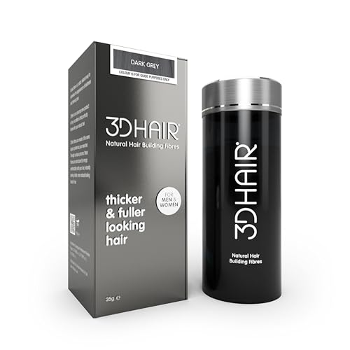 3D Hair Fibres | Hair Powder for Thinning Hair 35g Bottle | Makes Thin Hair Look Thicker in Seconds | Hair Loss Concealer For Women & Men (Dark Grey) option
