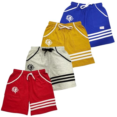 Image of TICOSS Boys Pack of 4 Cotton Blend Striped Shorts