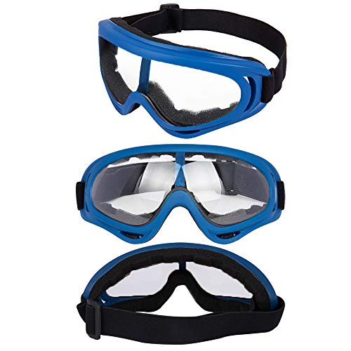 Image of LJDJ Motorcycle Goggles - Glasses Set of 2 Transparent Lenses Dirt Bike ATV Motocross Anti-UV Adjustable Riding Offroad Protective Combat Tactical Military Goggles Men Women Kids Youth Adult