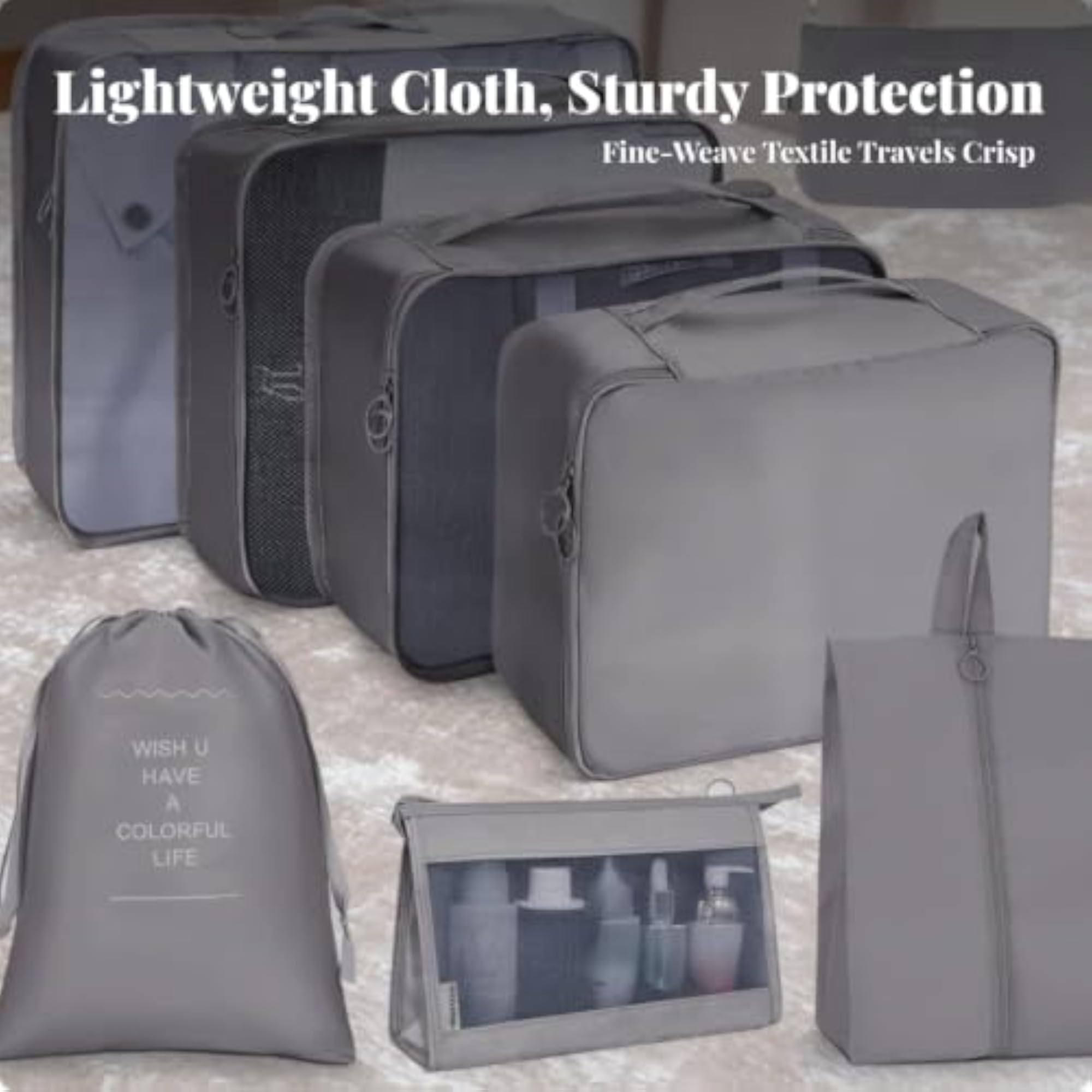 8 Pieces Space-Saving Travel Organizer Set