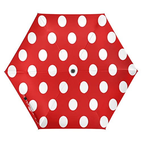 Parapluie de voyage pliable ALAZA rouge à pois blancs automatique