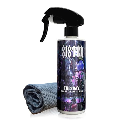 【SISTER】TUESDAY『 洗車機後の窓ガラスにはコレ！ 』ガラスクリーナー&撥水剤 窓 コーティング 車 撥水 コーティング 洗車機後仕上げ ワッフルタオル付