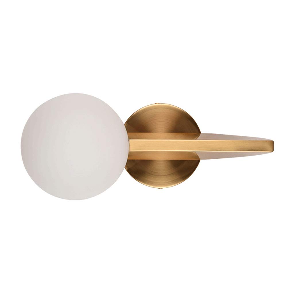 SXECAEPS Wall Lamp Nordic Sconce White Glass Globe Lampshade Brass Light, Bedroom Bedside Modern Lighting Fixture, Copper Flush Mount Lamps for Living Room Hallway (Color : Brass)