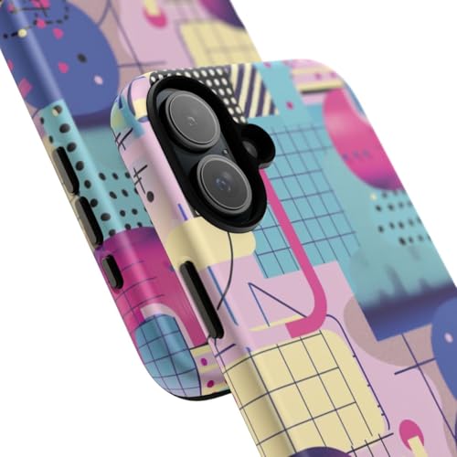 Coque iPhone 16 Plus rigide bleu motif géométrique abstrait - 2