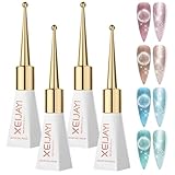 ✨【Uego De 4 Colores】El set contiene cuatro colores de esmalte de uñas glitter cat eye, puedes hacer tantos DIY como quieras, usando imanes para diseñar diferentes uñas bonitas. Fácil y práctico de usar, perfecto para salón profesional y uso doméstico.