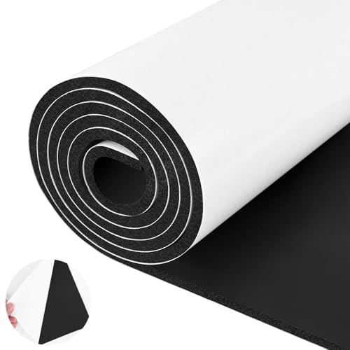 Tolanbbt Sponge Neoprene Foam Sheet With Adhesive - 1/4” Thick, 12” X 59” Closed Cell Foam Rubber Roll, Weatherproof Soundproof Padding For Automotive, Cabinet, Furniture, Crafts, Diy, Black